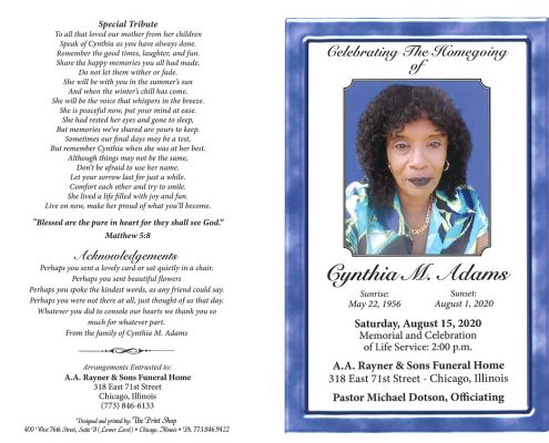 Cynthia M Adams Obituary