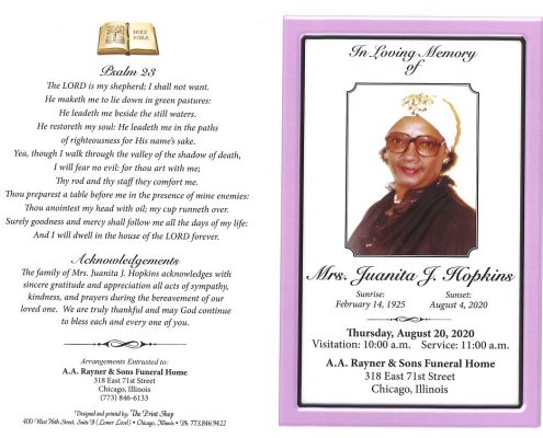 Juanita J Hopkins Obituary