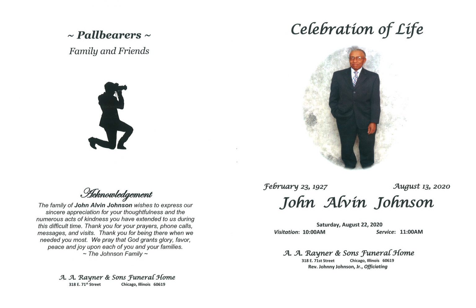 John A Johnson Obituary | AA Rayner and Sons Funeral Homes