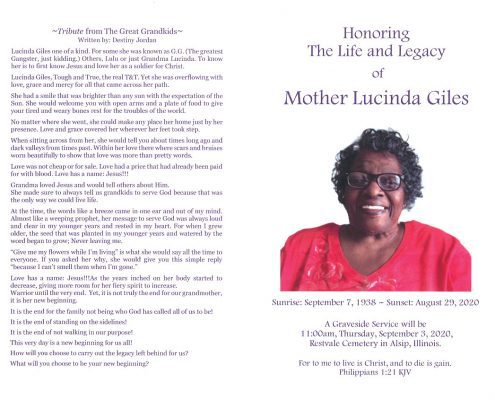 Lucinda Giles Obituary