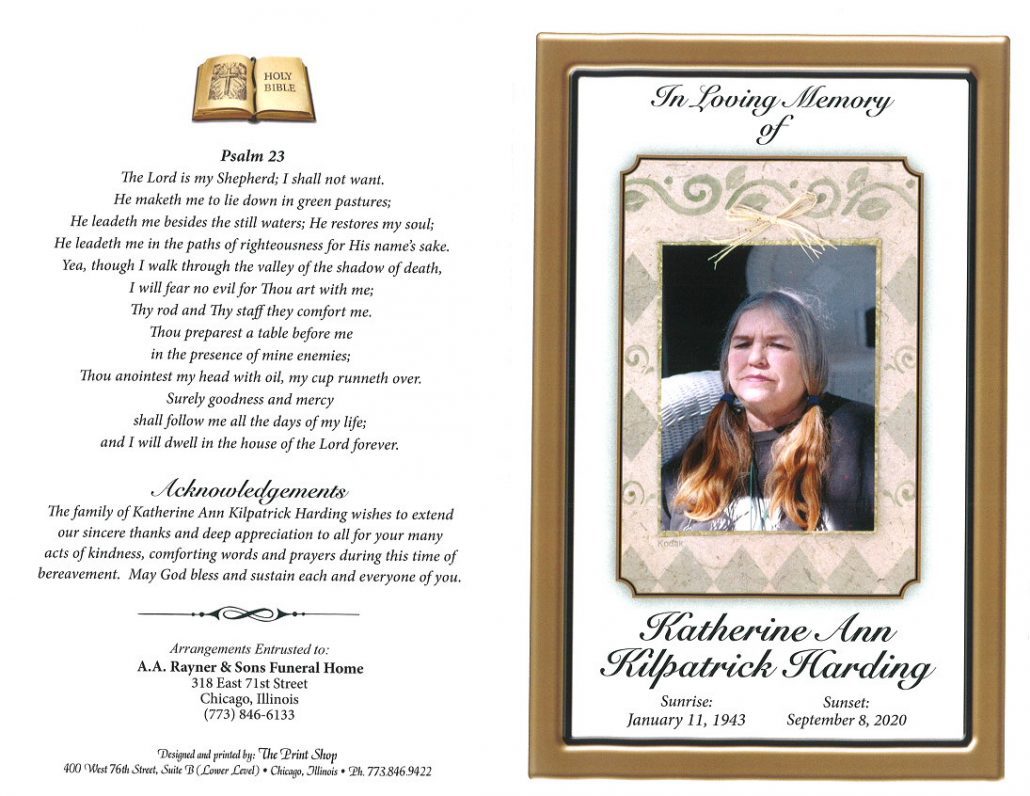Katherine A Kilpatrick Harding Obituary