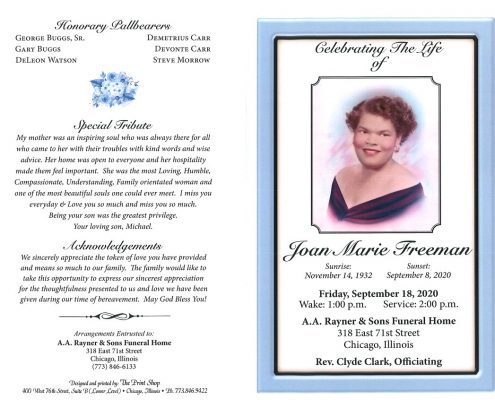 Joan M Freeman Obituary