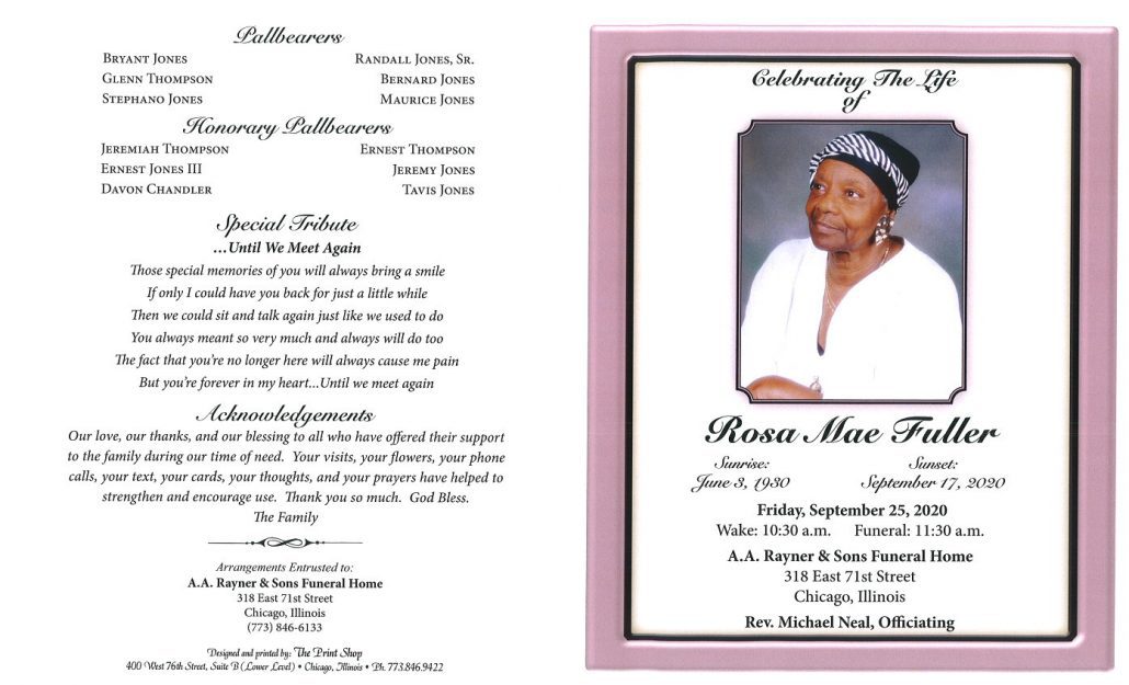 Rosa M Fuller Obituary