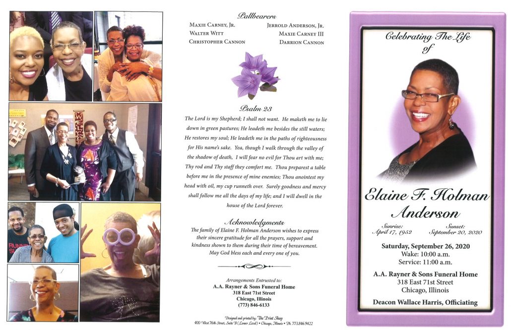 Elaine F Holman Anderson Obituary