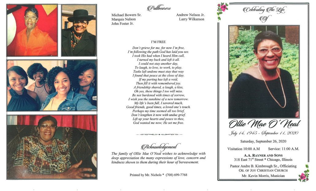 Ollie M ONeal Obituary
