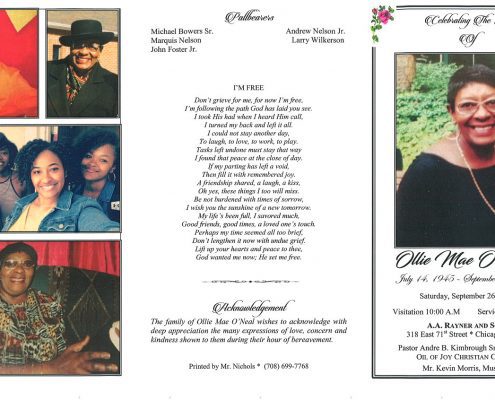 Ollie M ONeal Obituary