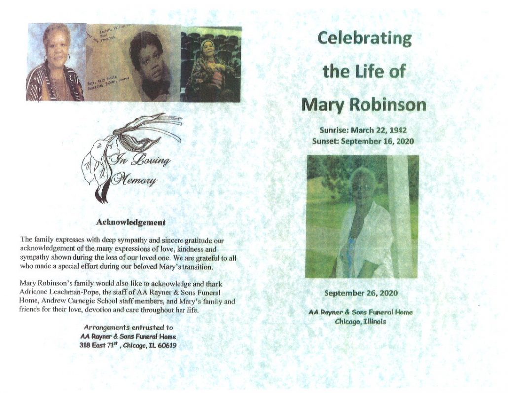 Mary Robinson Obituary
