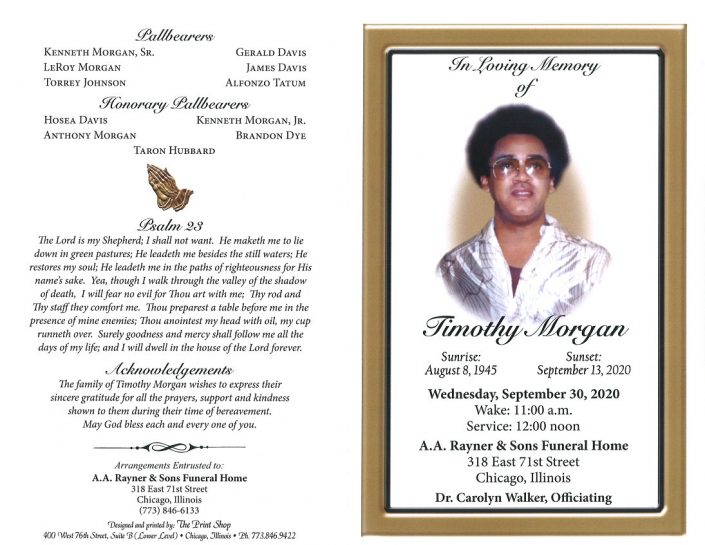 Timothy Obituary AA Rayner and Sons Funeral Homes