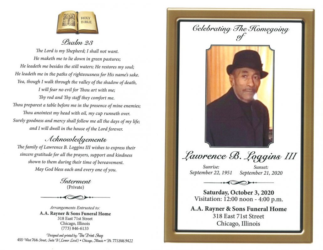 Lawrence B Loggins III Obituary