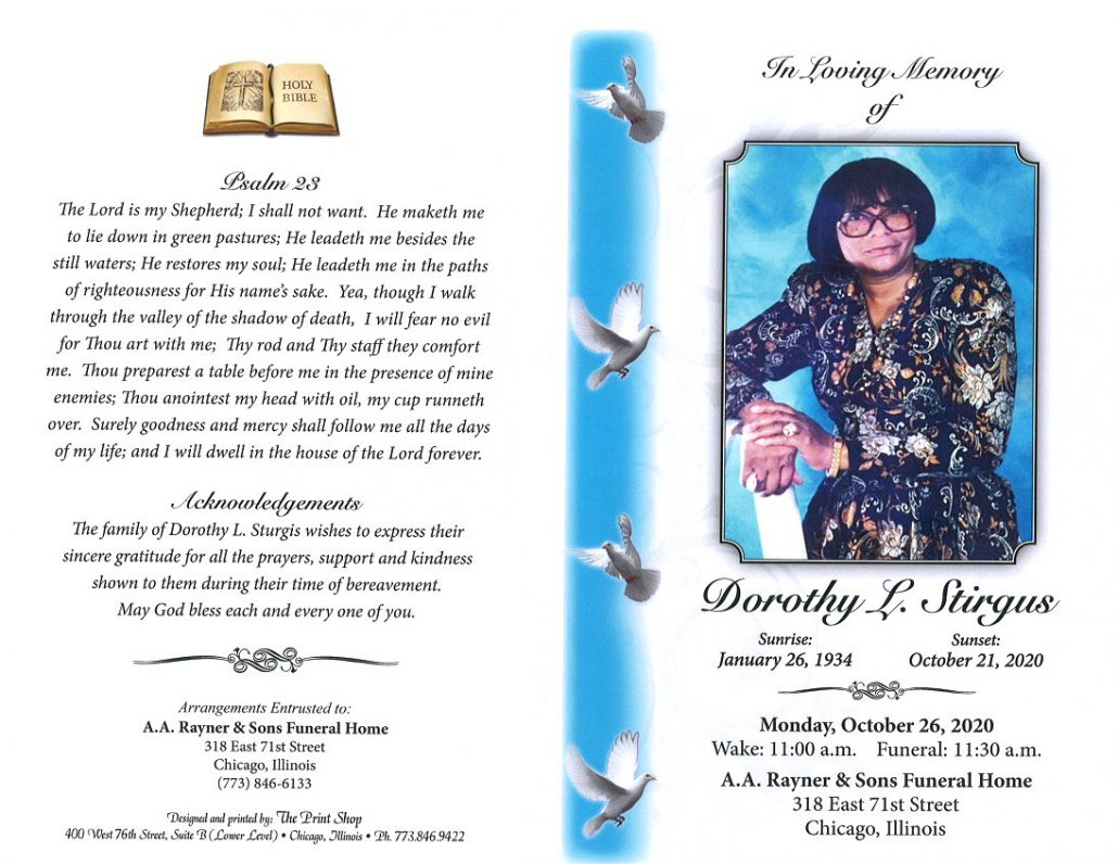 Dorothy L Stirgus Obituary
