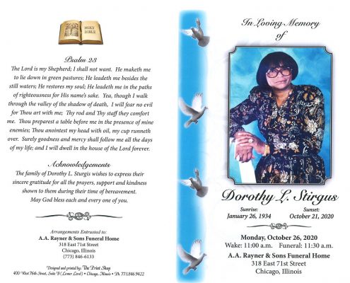 Dorothy L Stirgus Obituary