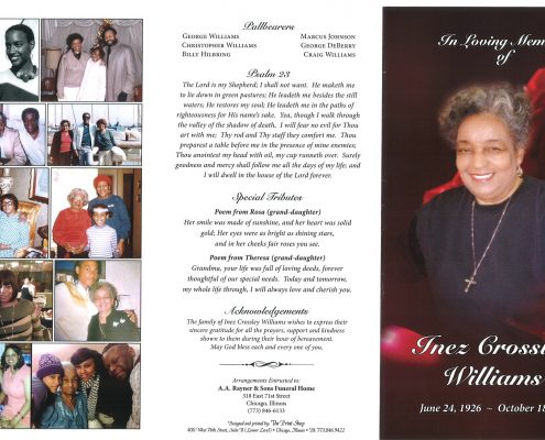 Inez G Williams Obituary