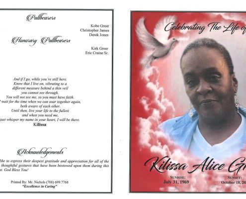 Kilissa A Greer Obituary