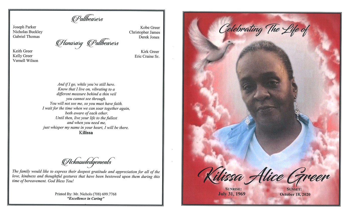 Kilissa A Greer Obituary AA Rayner and Sons Funeral Homes