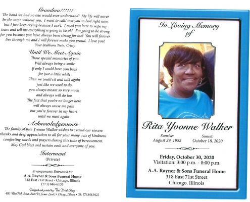 Rita Y Walker obituary