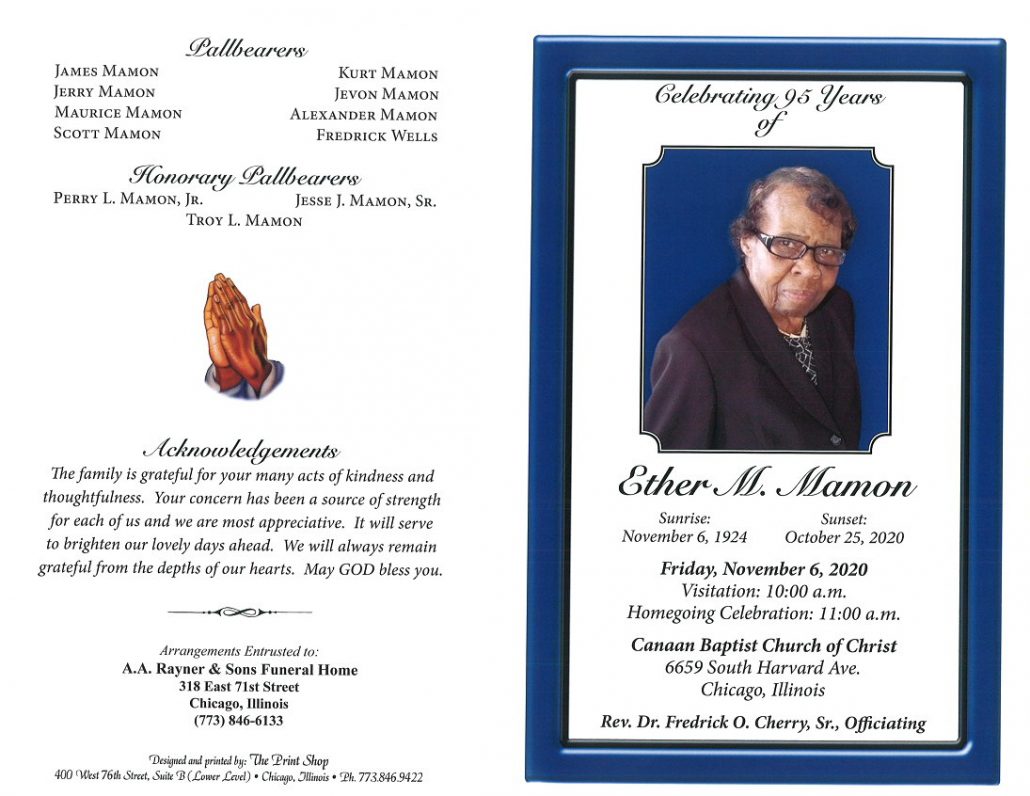 Ether M Mamon Obituary