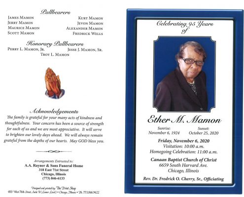 Ether M Mamon Obituary