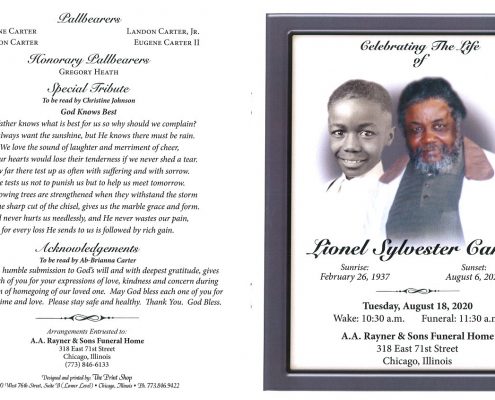 Lionel S Carter Obituary