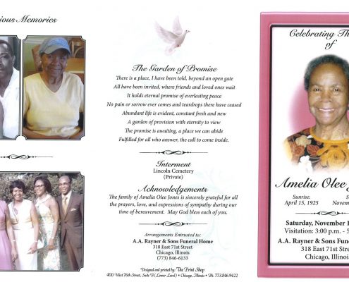 Amelia O Jones Obituary