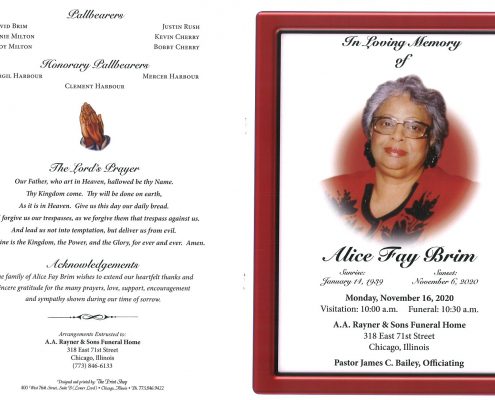 Alice F Brim Obituary