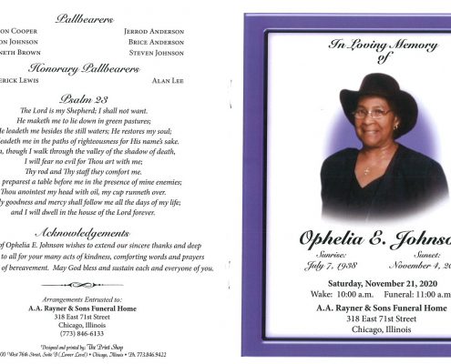 Ophelia E Johnson Obituary