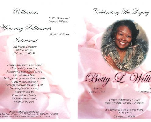 Betty L Williams Obituary