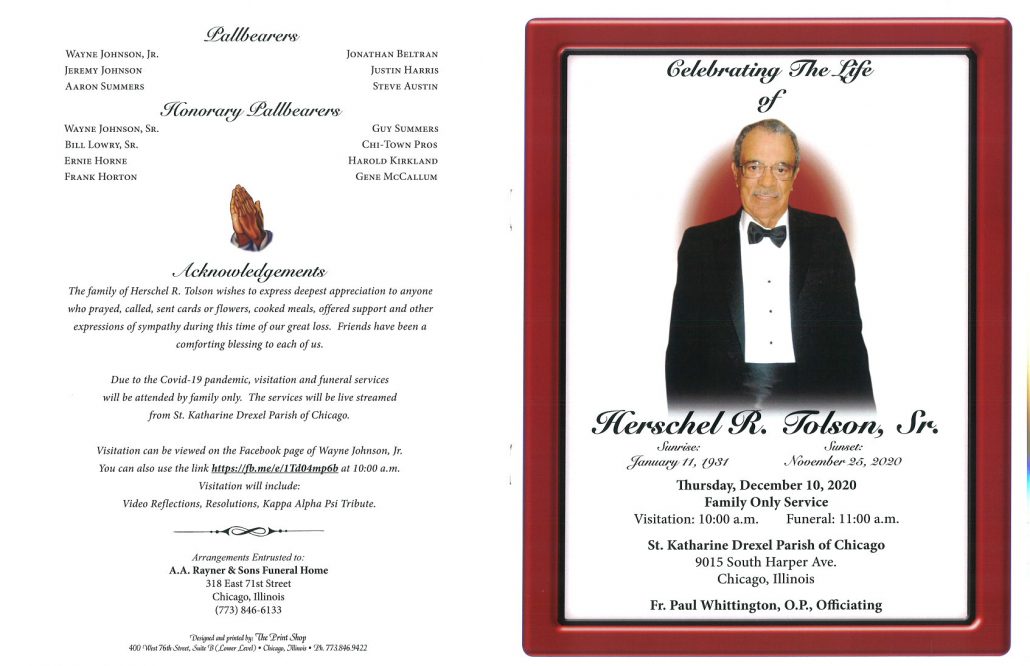 Herschel R Tolson Sr Obituary
