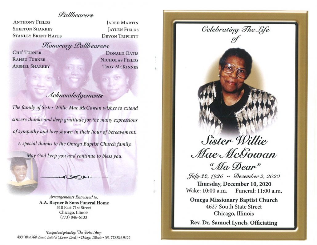 Willie Mae McGowan Obituary