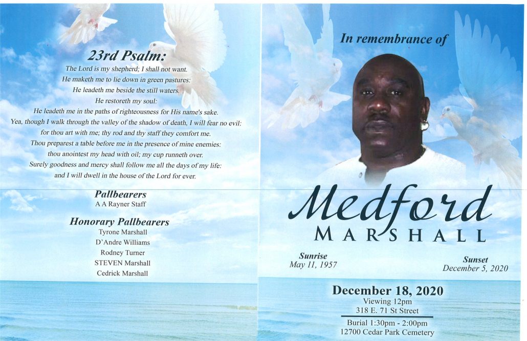 Medford Marshall Obituary
