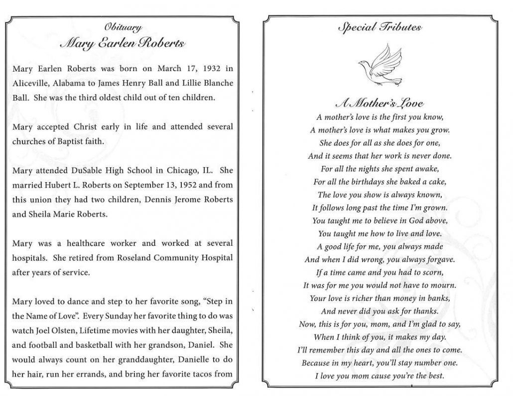 Mary E Roberts Obituary | AA Rayner And Sons Funeral Homes