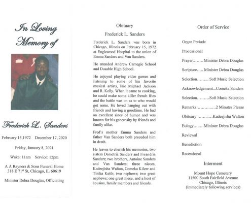 Frederick L Sanders Obituary