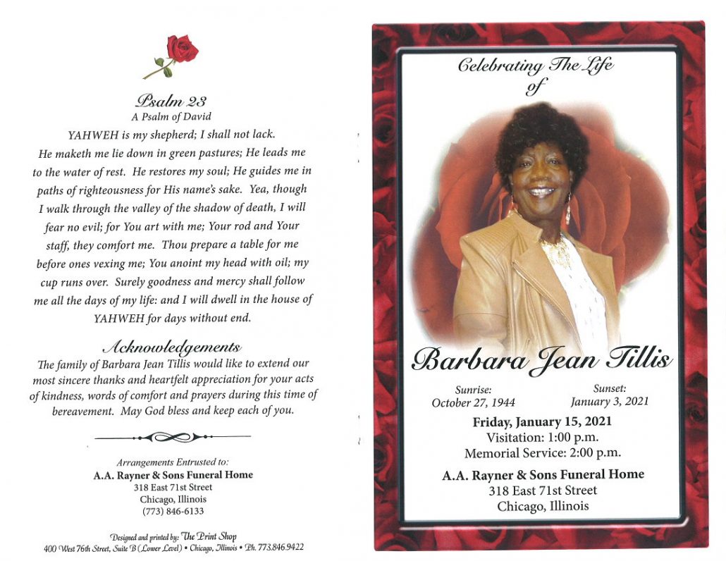 Barbara J Tillis Obituary