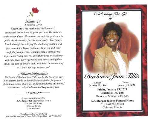 Barbara J Tillis Obituary