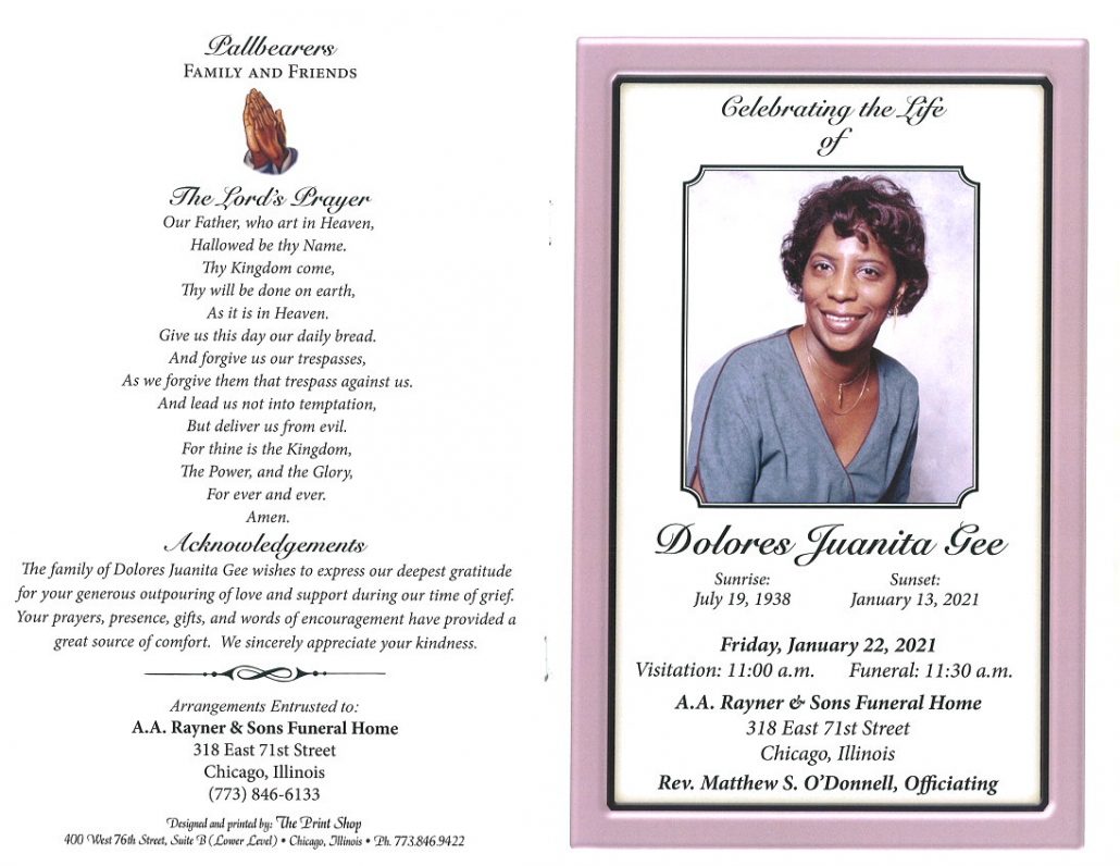 Dolores Juanita Gee Obituary