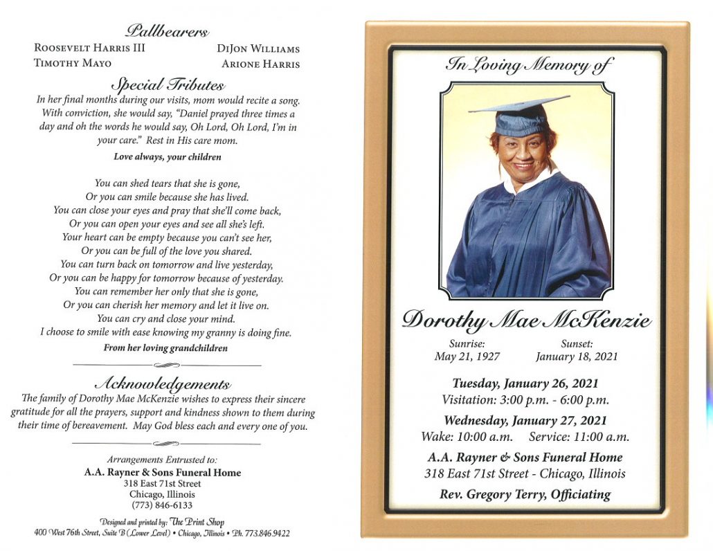 Dorothy M McKenzie Obituary