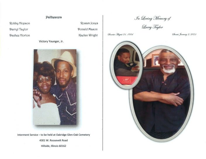 Larry Taylor Obituary AA Rayner and Sons Funeral Homes