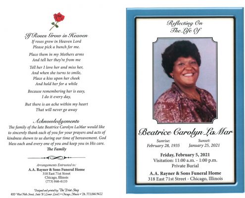 Beatrice C Lamar Obituary