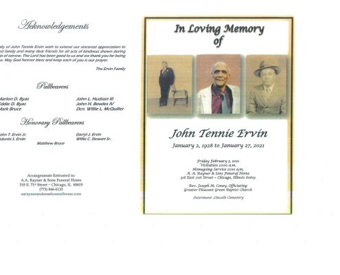 John T Ervin Obituary