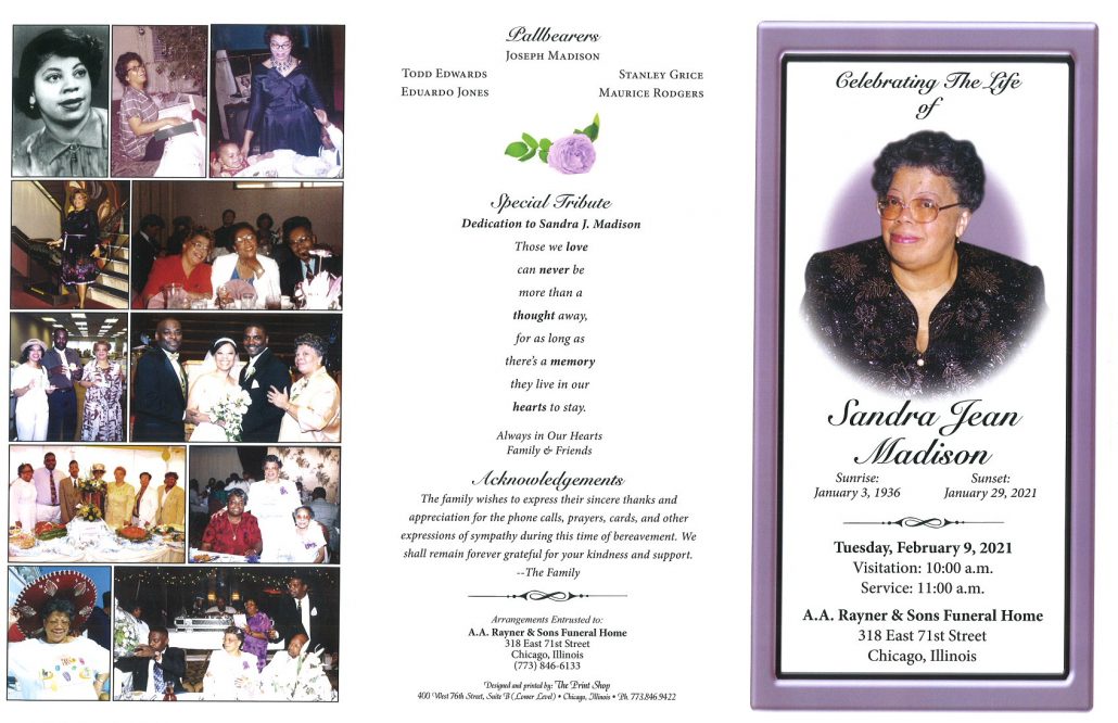 Sandra J Madison Obituary
