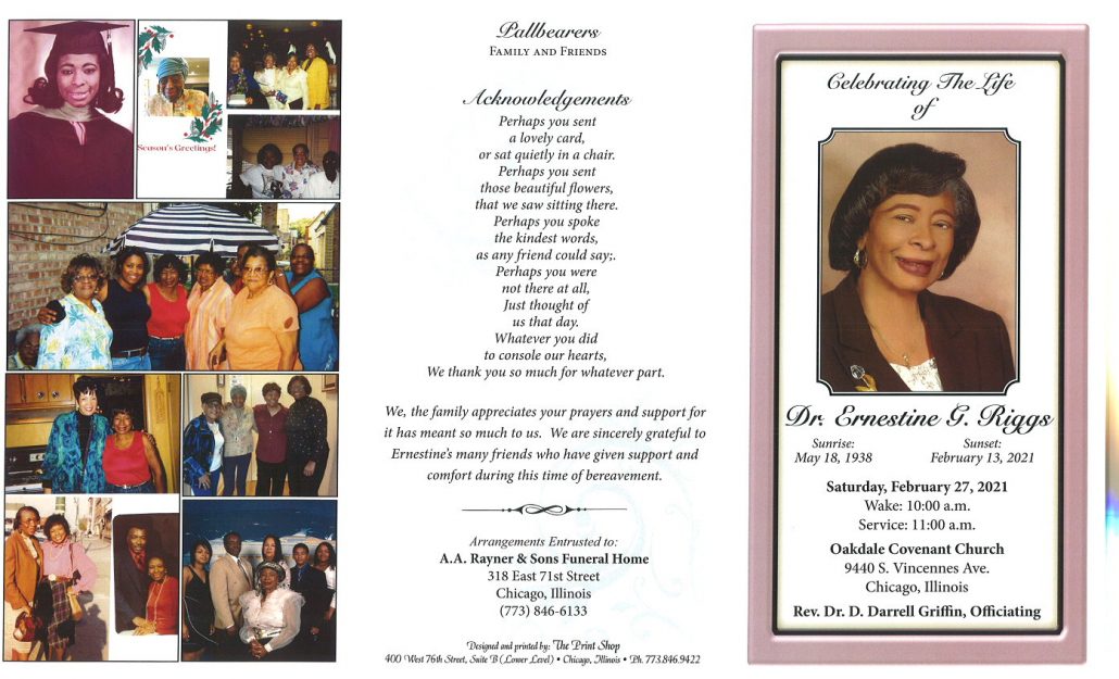 Ernestine G Riggs Obituary