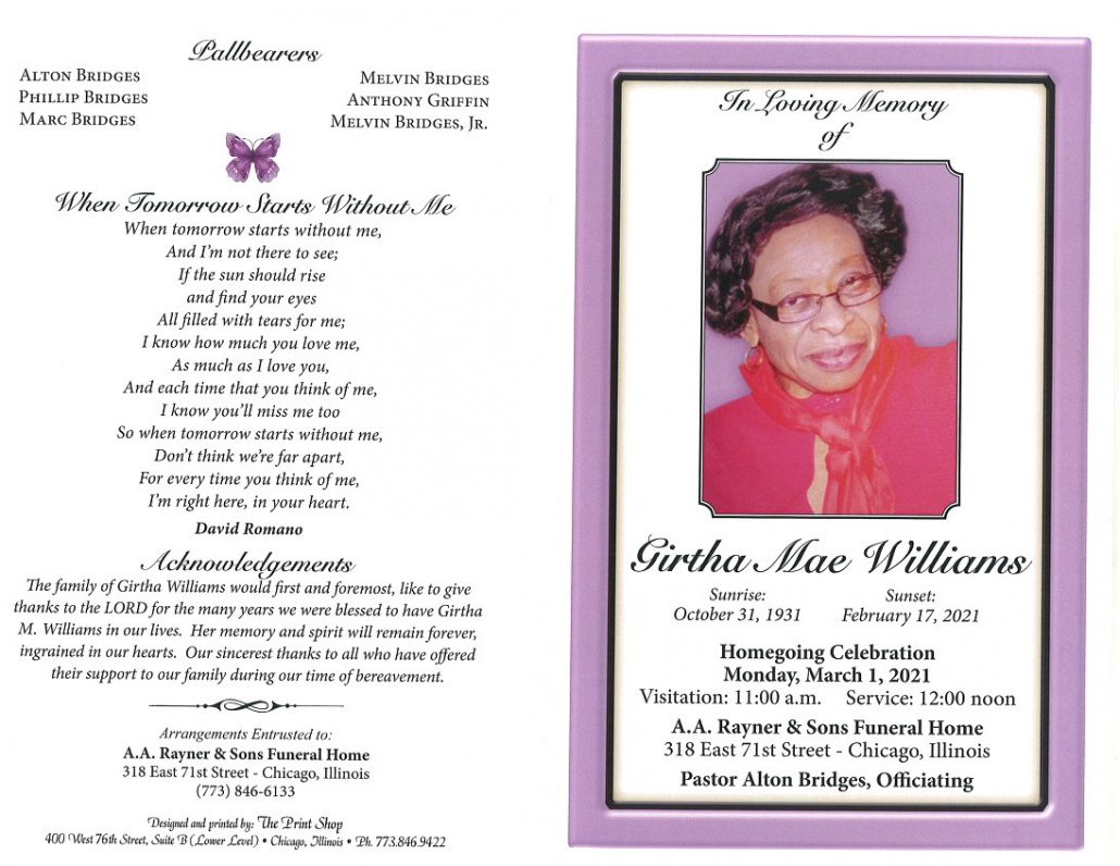 Girtha Mae Williams Obituary