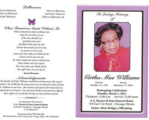 Girtha Mae Williams Obituary