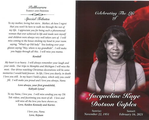 Jacqueline Dotson Caples Obituary