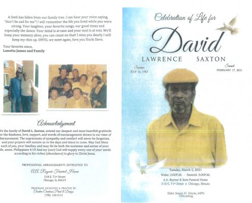 David L Saxton Obituary