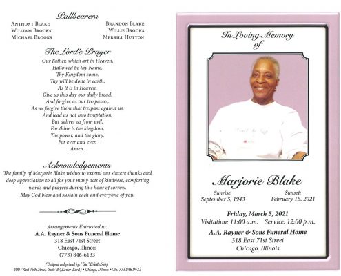 Marjorie Blake Obituary