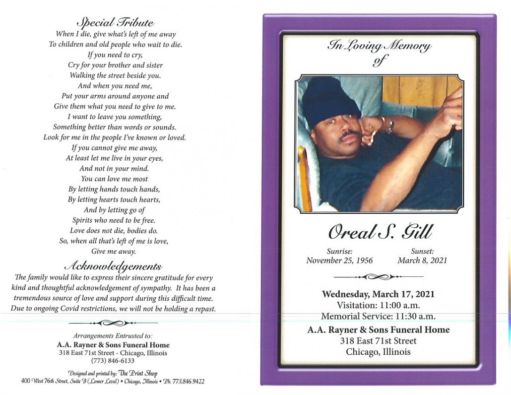 Oreal S Gill Obituary