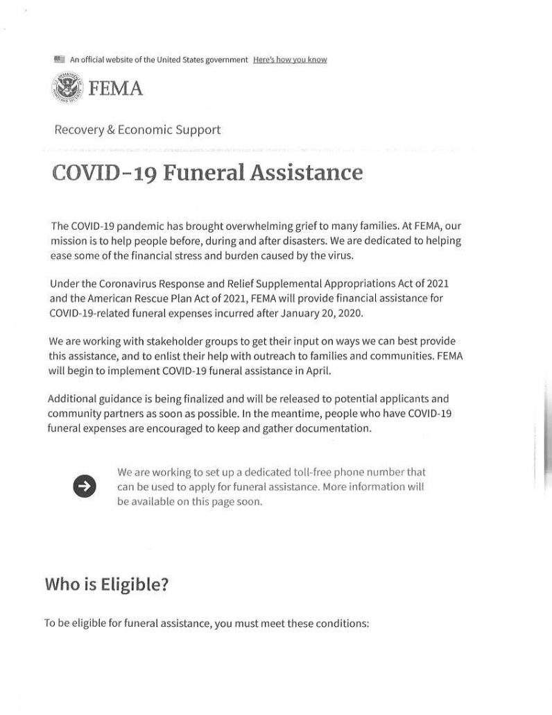 Covid 19 Funeral Assistance AA Rayner and Sons funeral Home Chicago