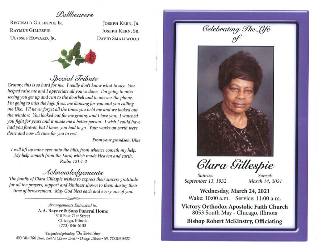 Clara Gillespie Obituary