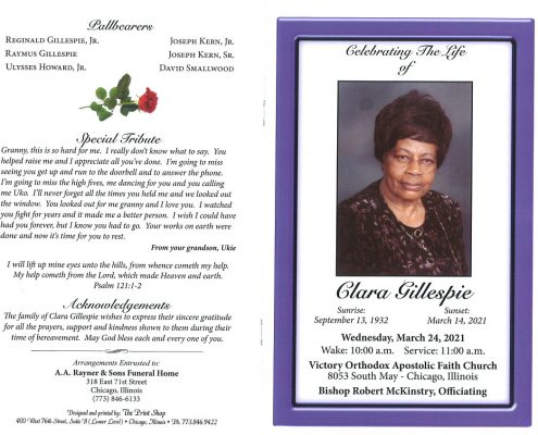 Clara Gillespie Obituary