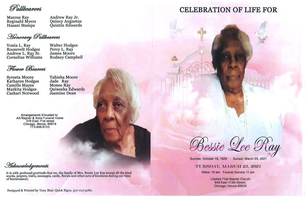 Bessie Lee Ray Obituary